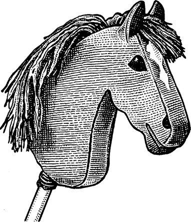 Лошадка на палочке из ткани