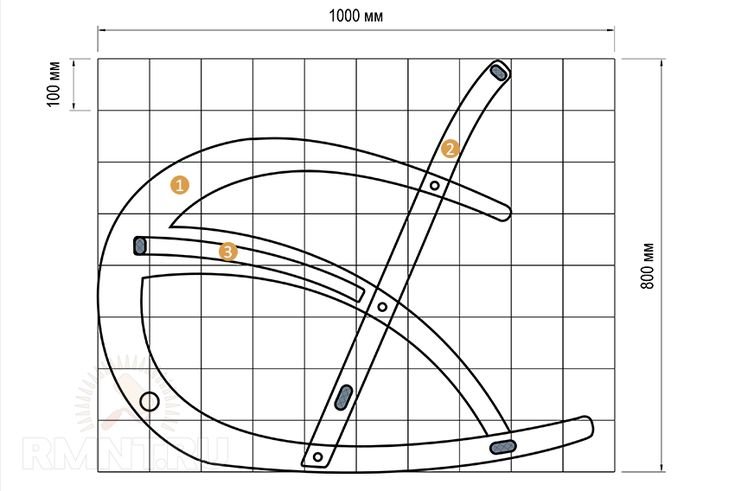 Кресло качалка Адирондак чертеж
