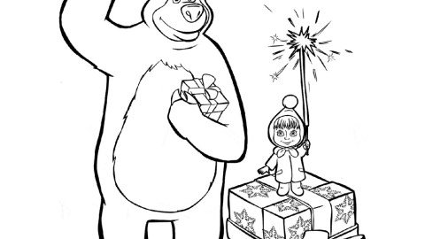 Маша новый год раскраска