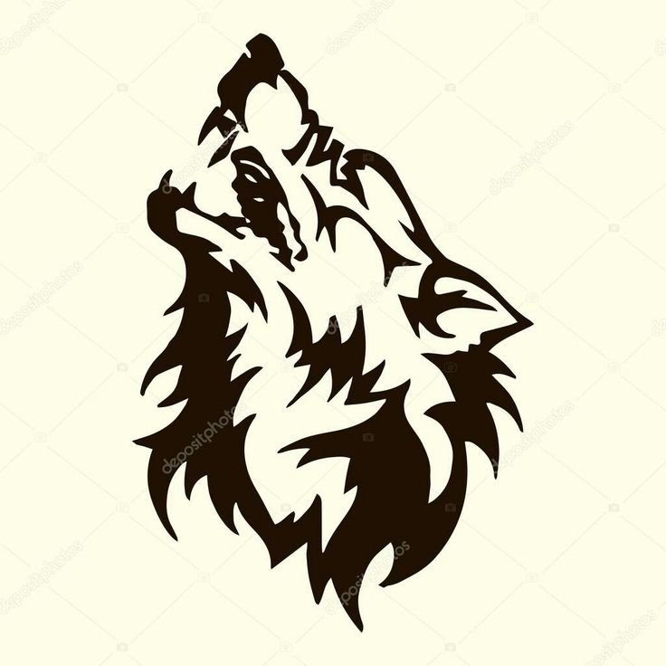 Трафарет волка на топор