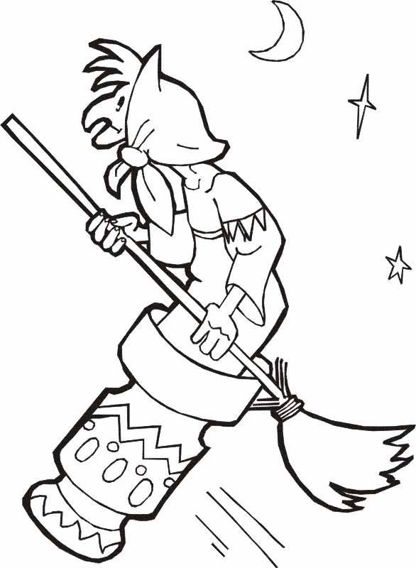 Баба Яга в ступе раскраска