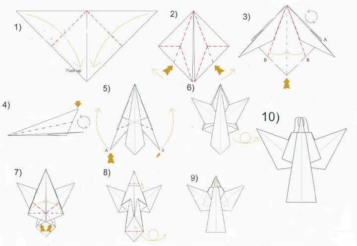 Оригами ангел схема