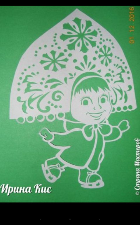 Вытынанка Маша и медведь новый год