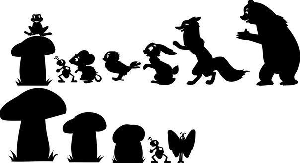 Персонажи для театра теней Теремок