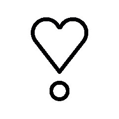 Восклицательный знак с сердечком черный