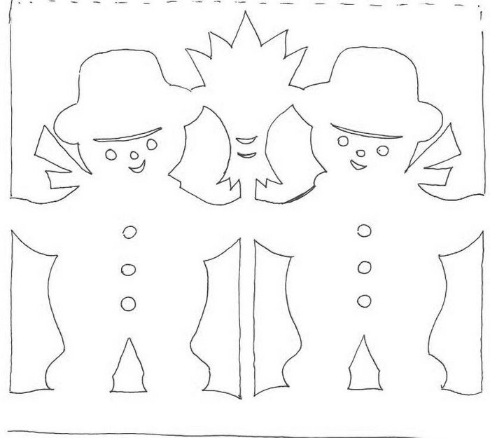 Трафарет гирлянды из бумаги на новый год