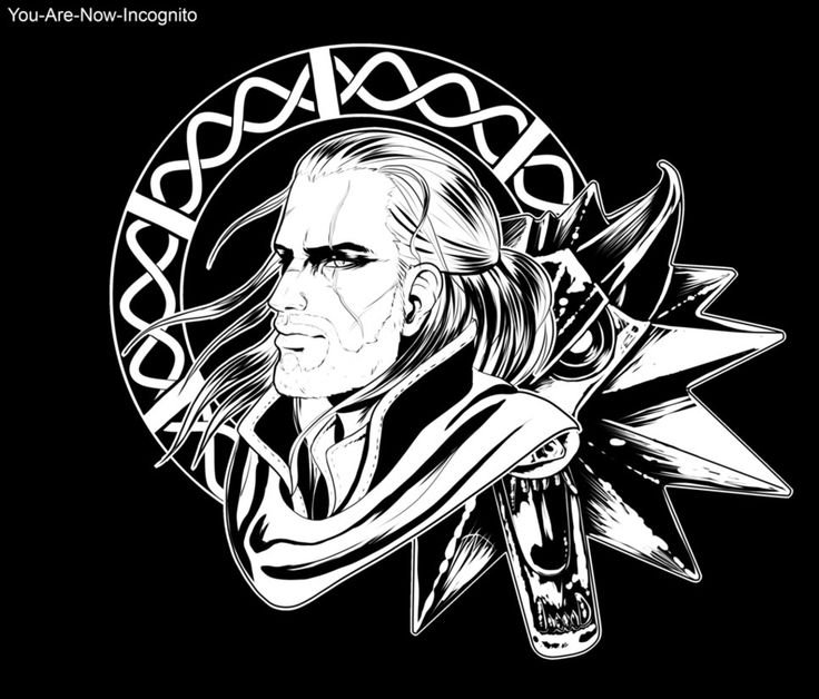 Геральт из Ривии черно белый