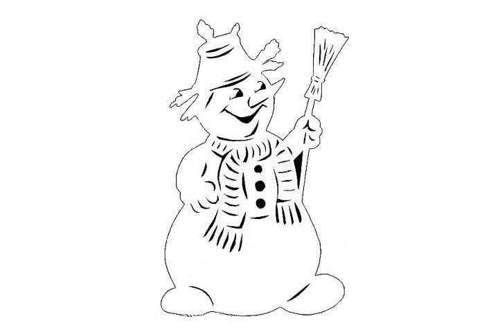 Снеговик трафарет