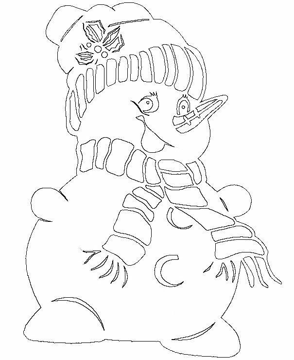 Снеговик трафарет для вырезания на окно