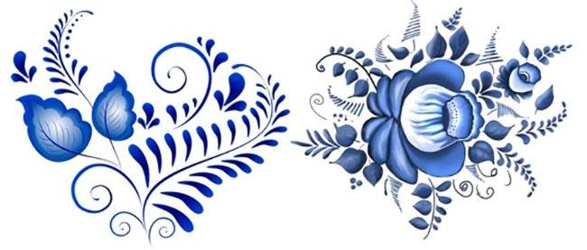 Гжель элементы росписи цветок