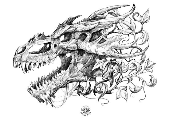 Череп дракона тату
