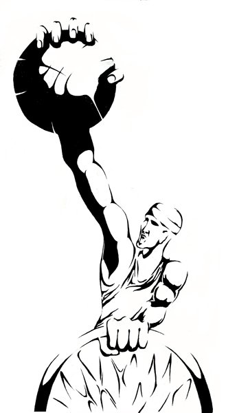 баскетболист с мячом на стену