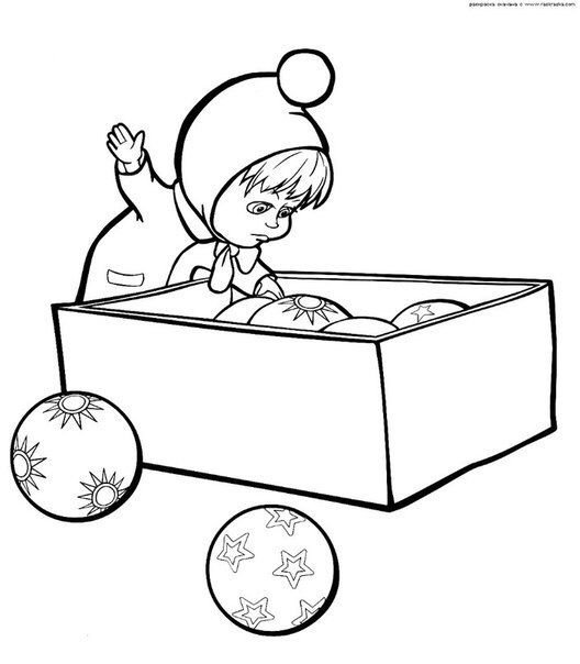 Раскраска Маша и медведь новый год