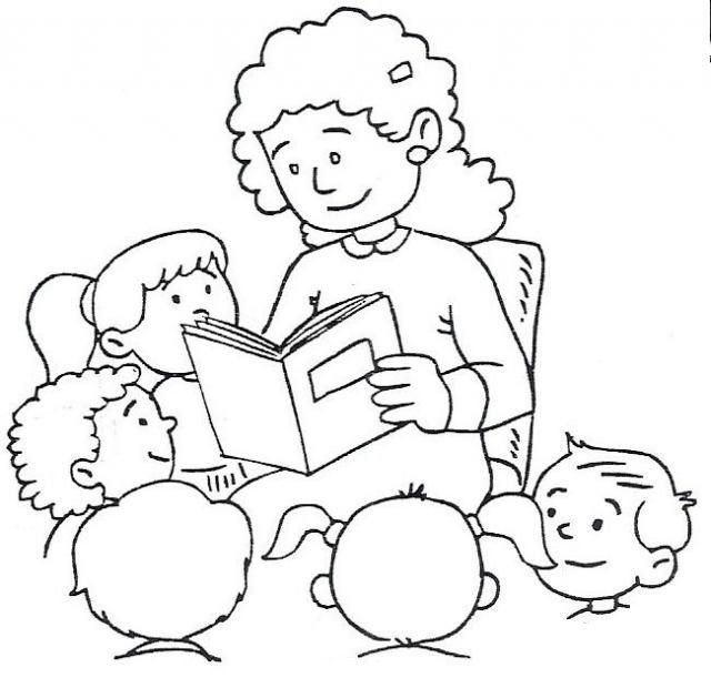 Раскраска воспитатель и дети в детском саду