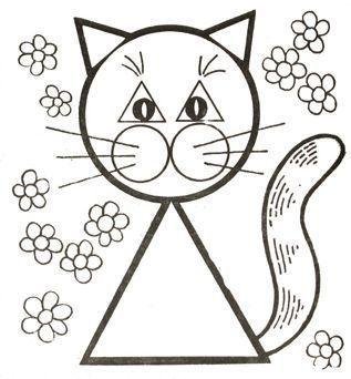 Аппликация кошка из геометрических фигур