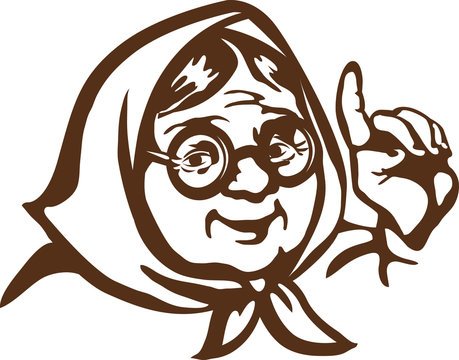 Силуэт бабушки в платке