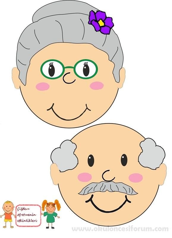 Лицо бабушки и дедушки для аппликации
