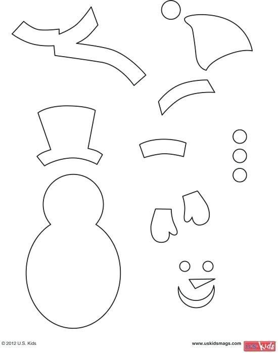 Трафарет снеговика для аппликации