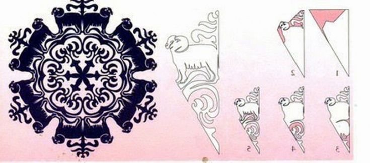 Снежинки схемы для вырезания животные