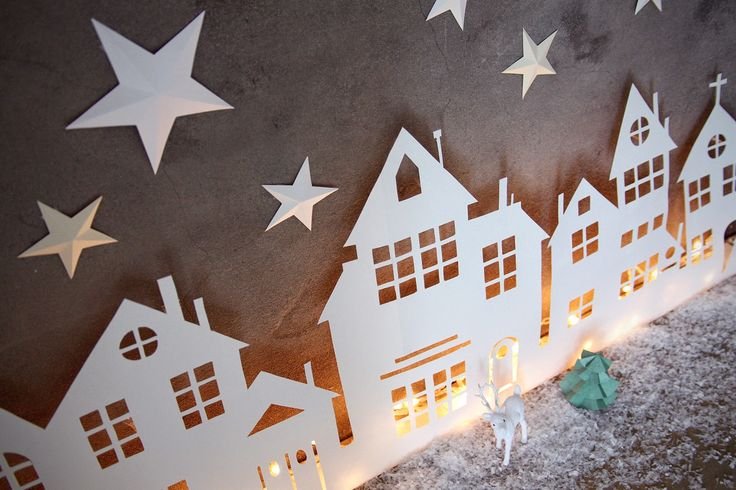 Домики бумажные новогодние