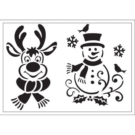 Трафарет для рисования на стекле новый год