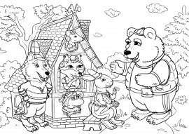 Сказка Теремок медведь раскраска