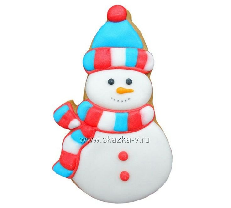 Пряник новогодний Снеговик в круге