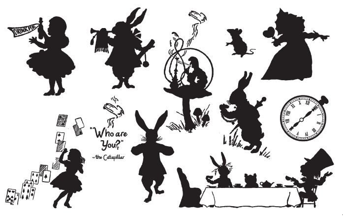 Алиса в стране чудес кролик силуэт