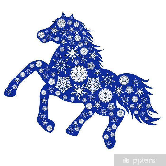 Силуэт лошади синий