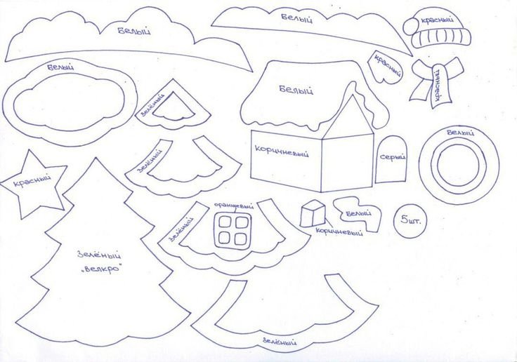 Новогодний домик из фетра выкройка