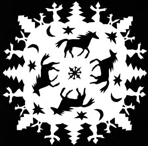 Снежинка силуэты животных