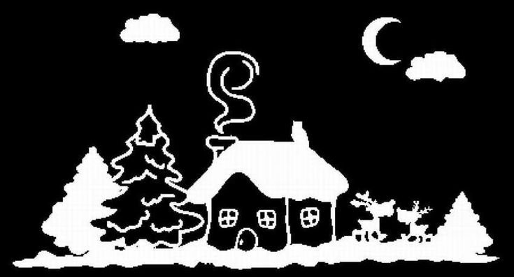 Трафареты домики на новый год для вырезания на окно