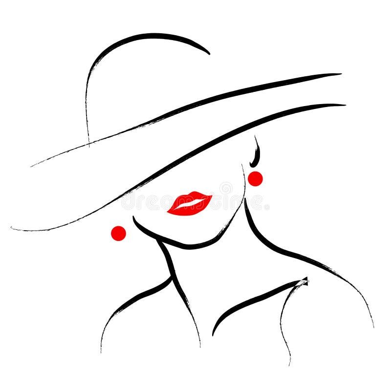 Силуэт женского лица в шляпе