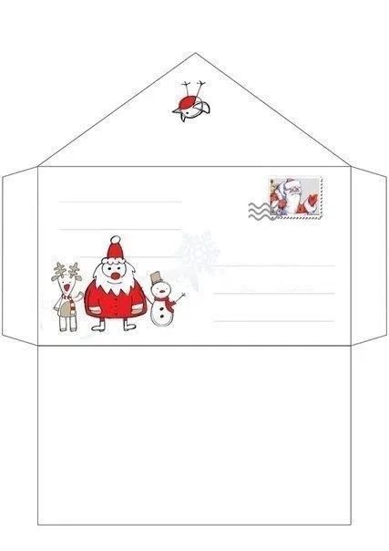 Шаблон конверта для печати на а4 от Деда Мороза