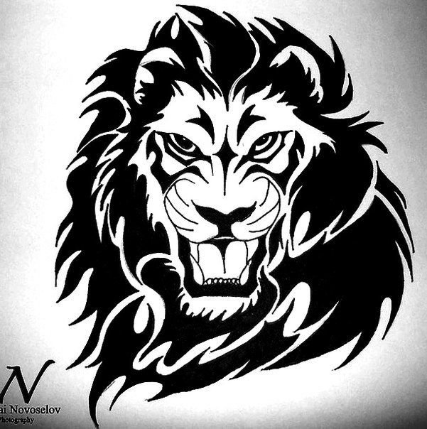 Лев трафарет для выжигания