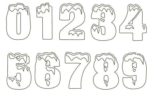 Цифры трафарет для вырезания новогодние