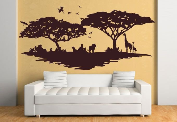 Трафареты деревьев для декора стен