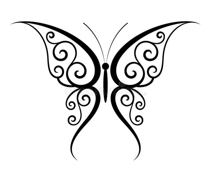 Бабочка тату черно белая