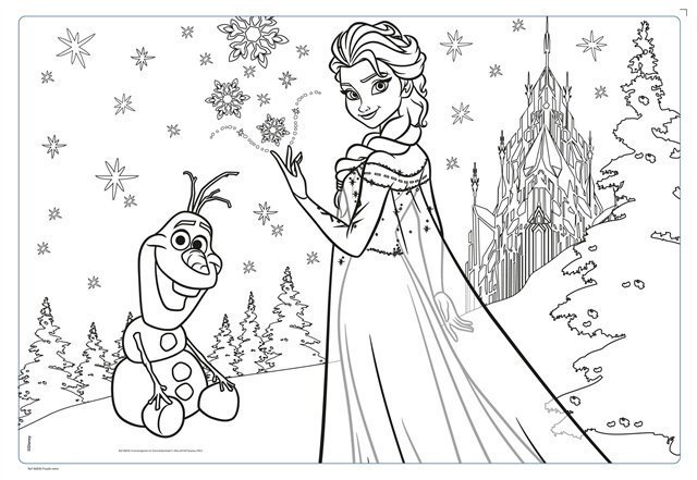 Раскраска Эльза и Анна и Олаф
