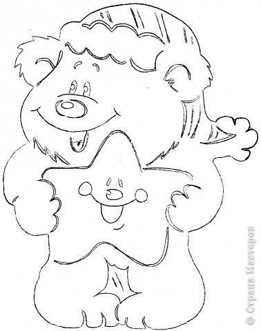 Новогодние вытынанки на окна мишки