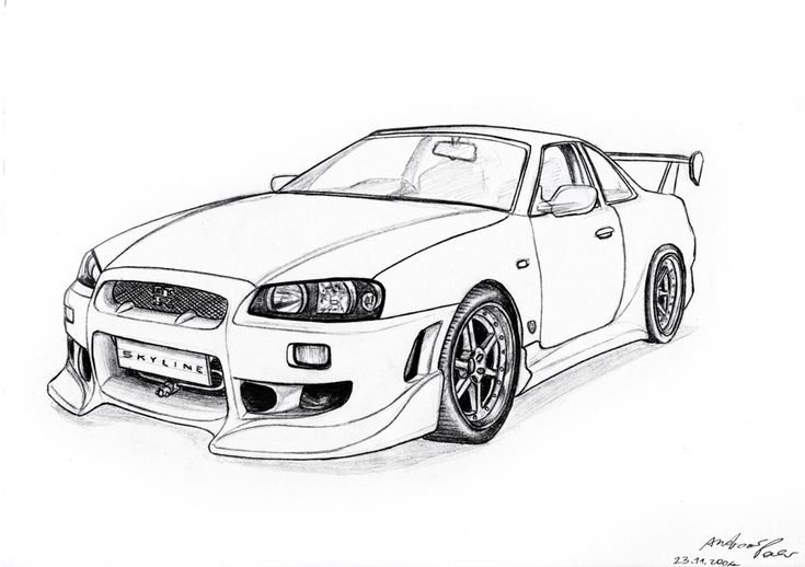 Nissan Skyline r34 разукрашка