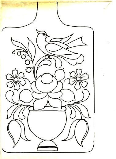 Рис. "Разделочная доска" Городецкая роспись