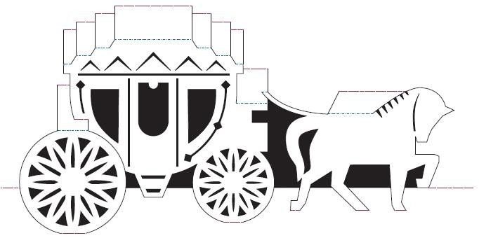 Трафарет кареты из картона