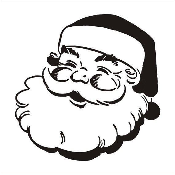 Трафарет голова Деда Мороза