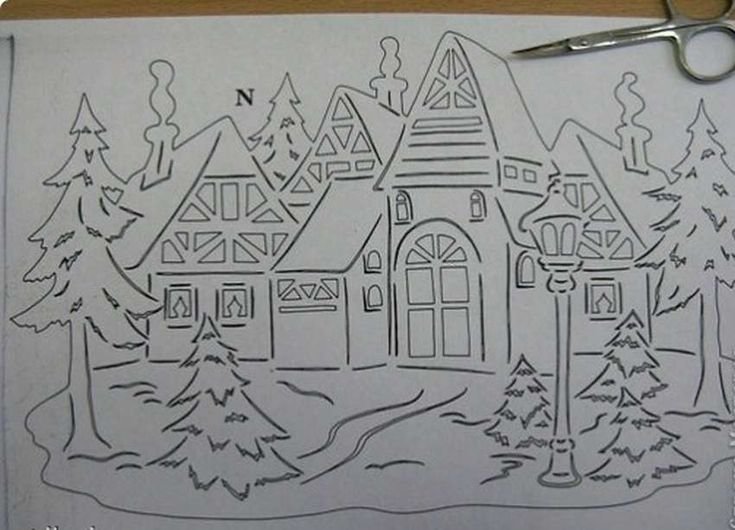 Домик вырезалка на окно