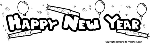 Happy New year черно белая надпись