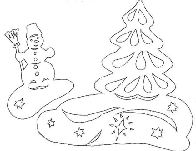 Шаблоны новогодних вытынанок на окна