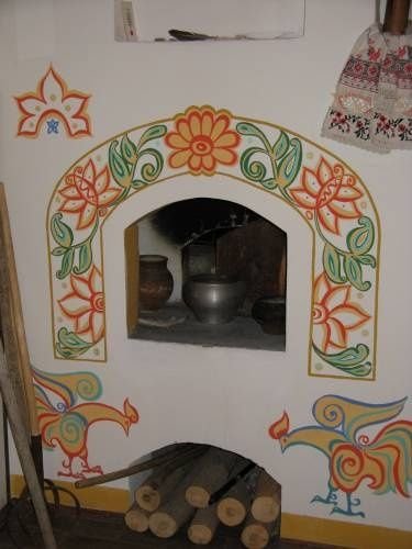 Расписная печь русская