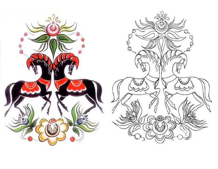 Городецкой росписи