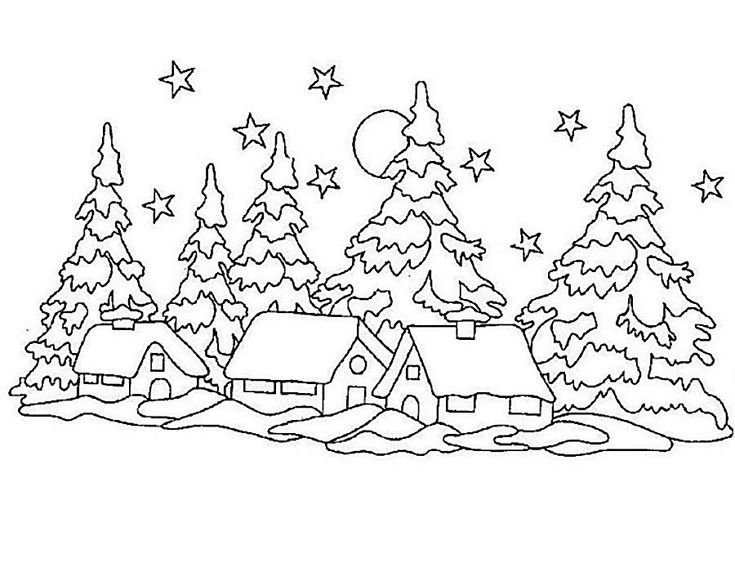 Новогодние пейзажи на окна